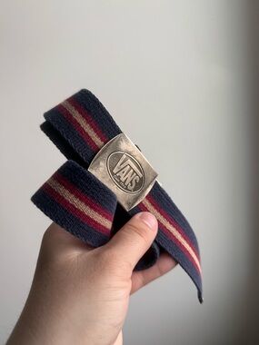 VANS Deppster One Size 42" Adjustable Unisex Canvas Web Belt Red Blue White